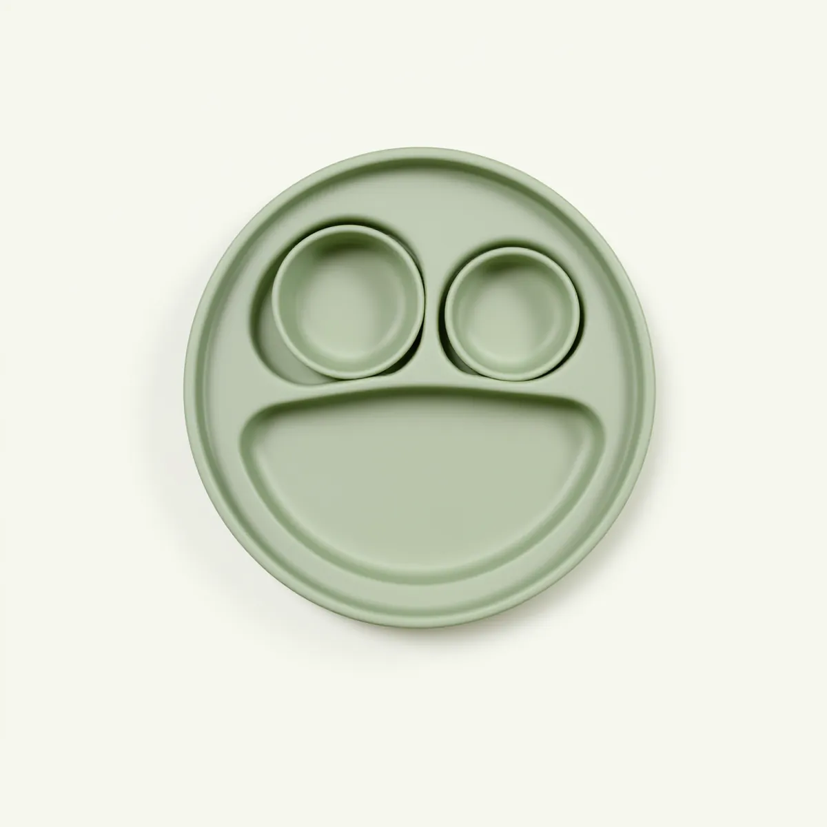 Assiette ventouse 3 compartiments — Sauge — vue détourée