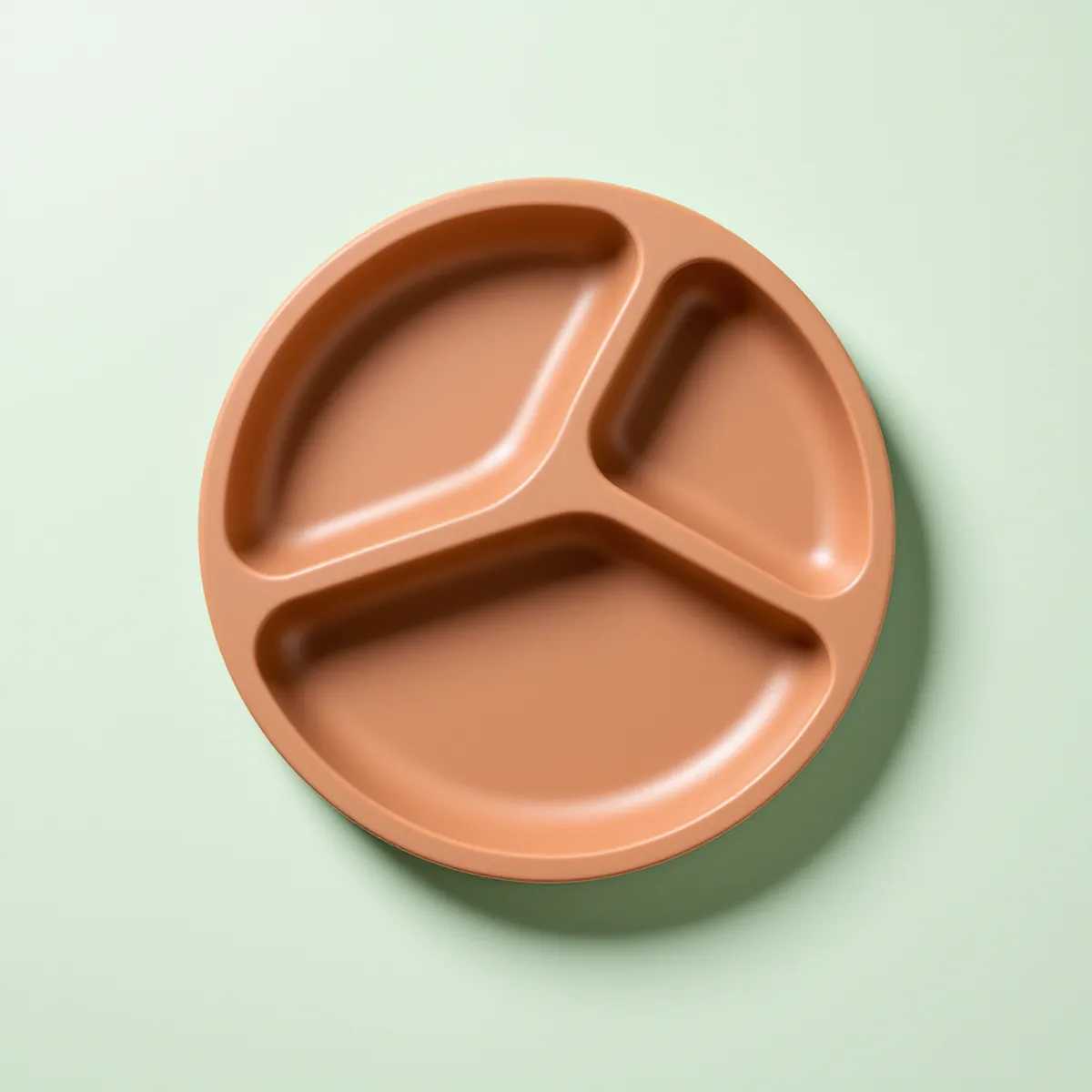 Assiette ventouse 3 compartiments — Terracotta — vue détourée