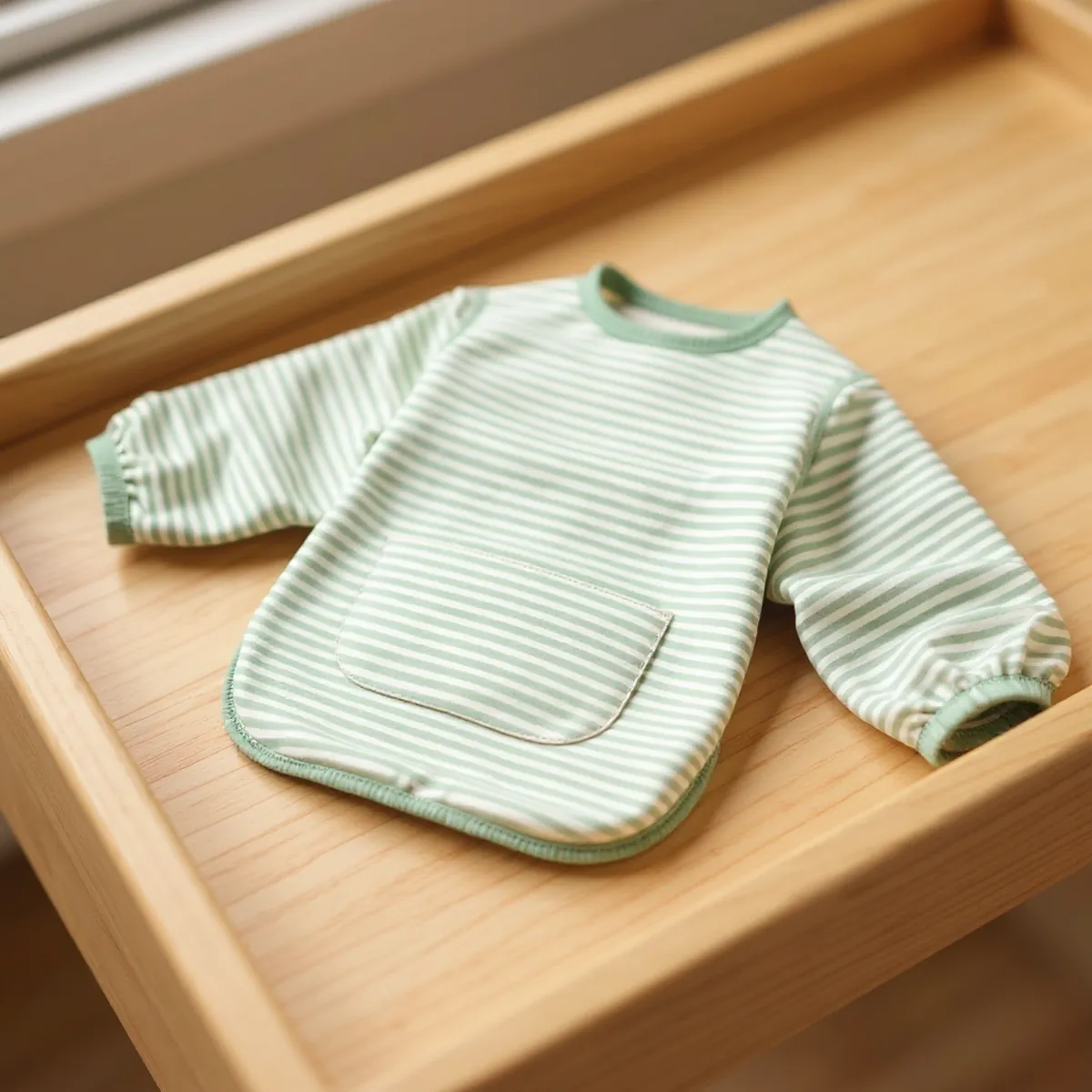 Bavoir à manches imperméable — détail de la matière