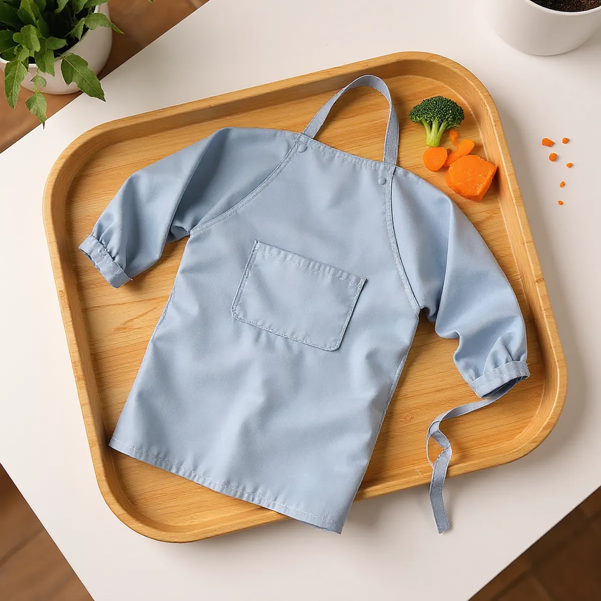 Tablier de repas DME manches longues — en situation