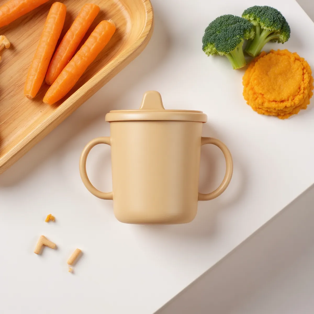 Tasse à anses bec souple — en situation