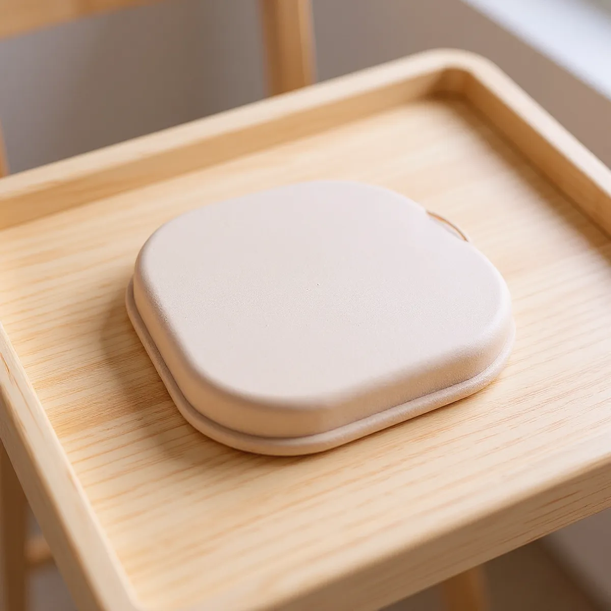 Chaise haute évolutive en bois — détail de la matière