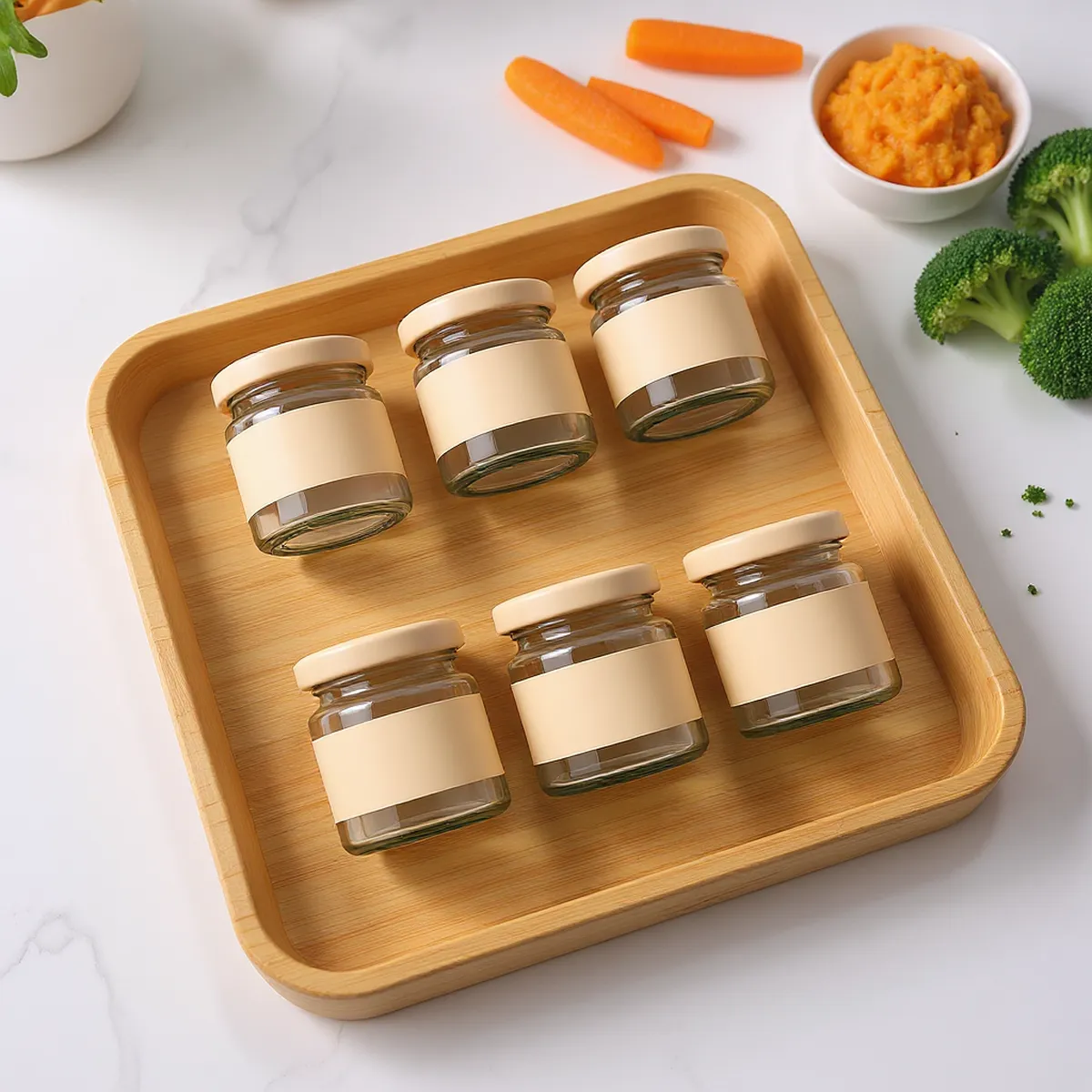 Pots de conservation en verre (6 × 120 ml) — en situation