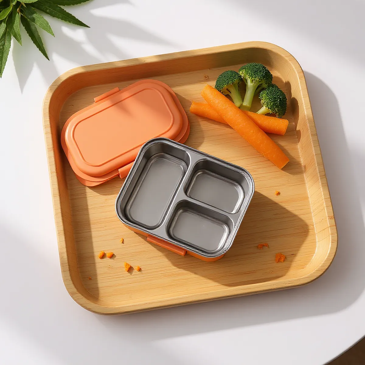 Lunch box inox compartimentée — en situation