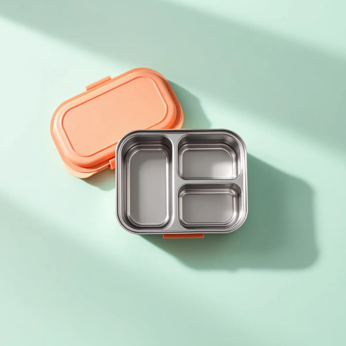 Lunch box inox compartimentée — vue détourée